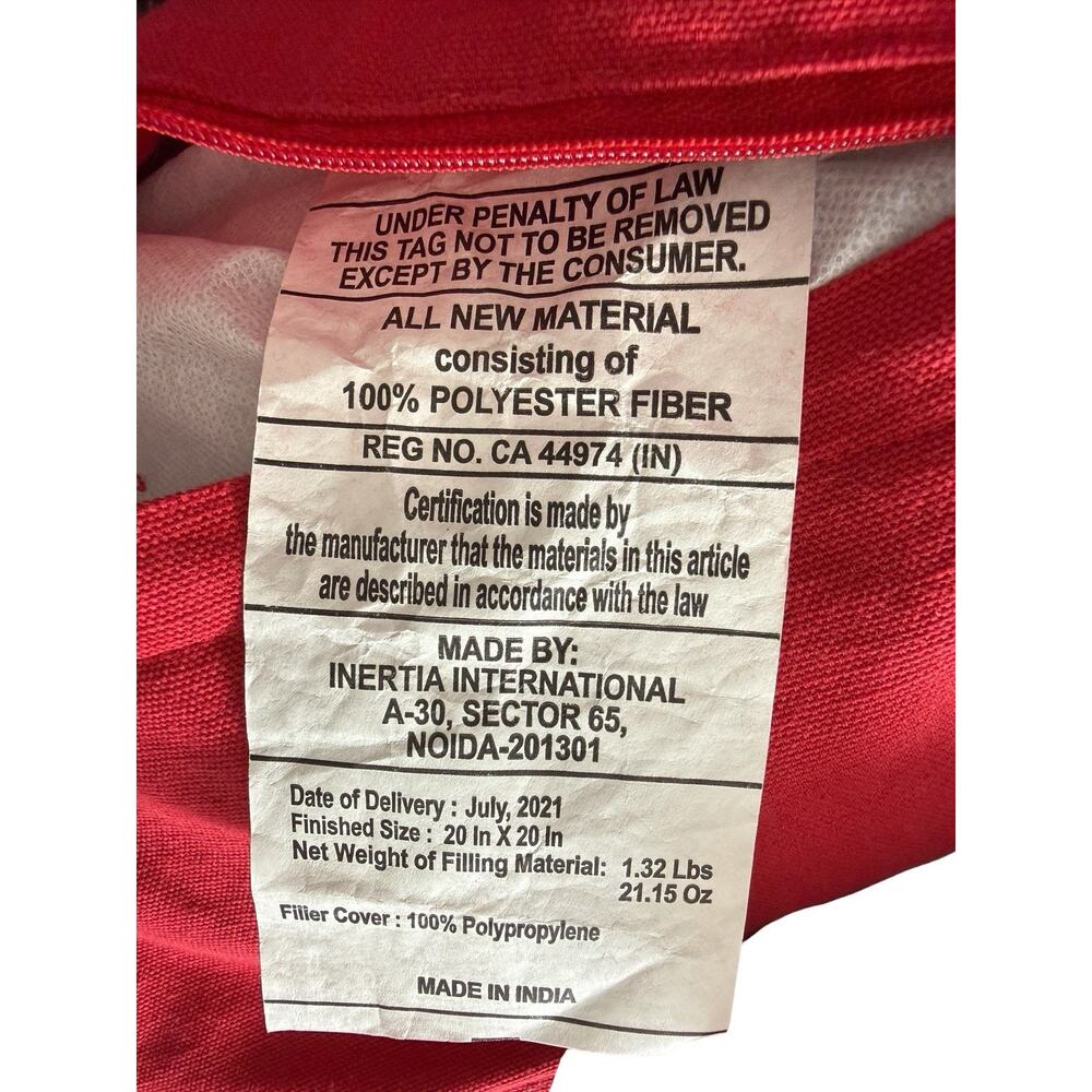 34th & Pine Red Velour Christmas Throw Pillow Crystal Beaded Snowflake 19” Zip - Picture 11 of 14